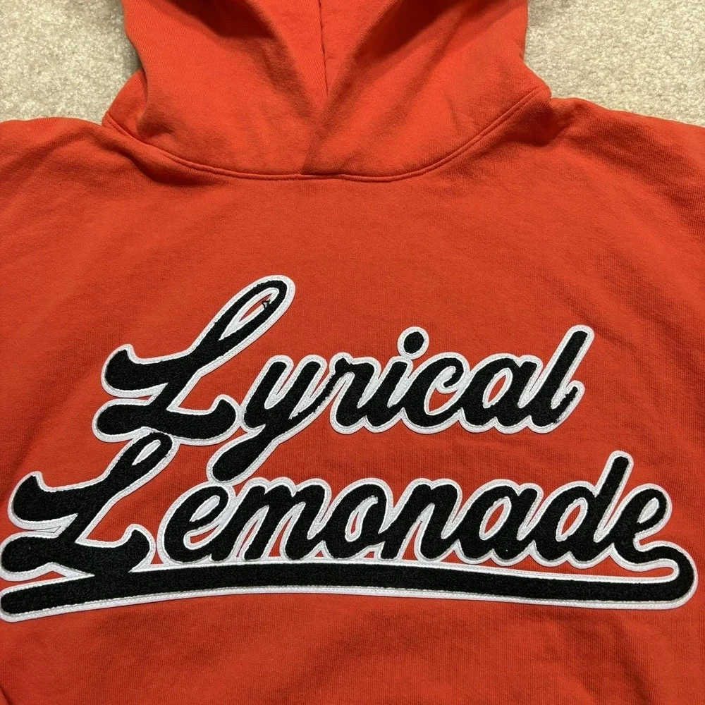 Lyrical Lemonade Hoodie Sweatshirt Mens‎ Medium Orange Script Fleece Pullover